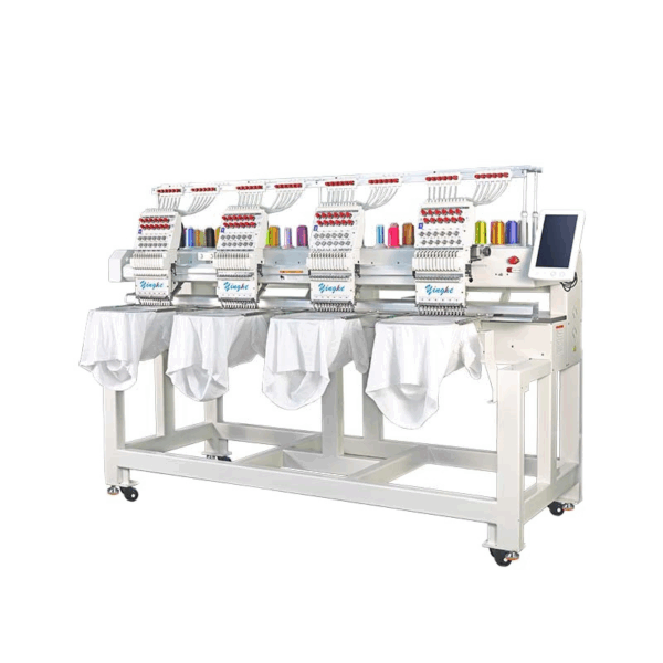 4 Heads 12 Needles Computerized Embroidery Machine – Three-in-One Garment, Flat, and Cap Embroidery